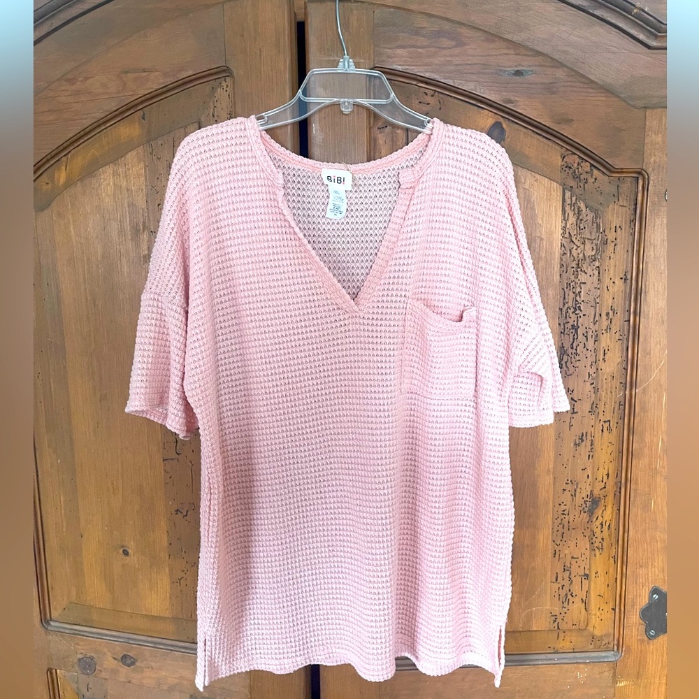 Waffle knit oversized top